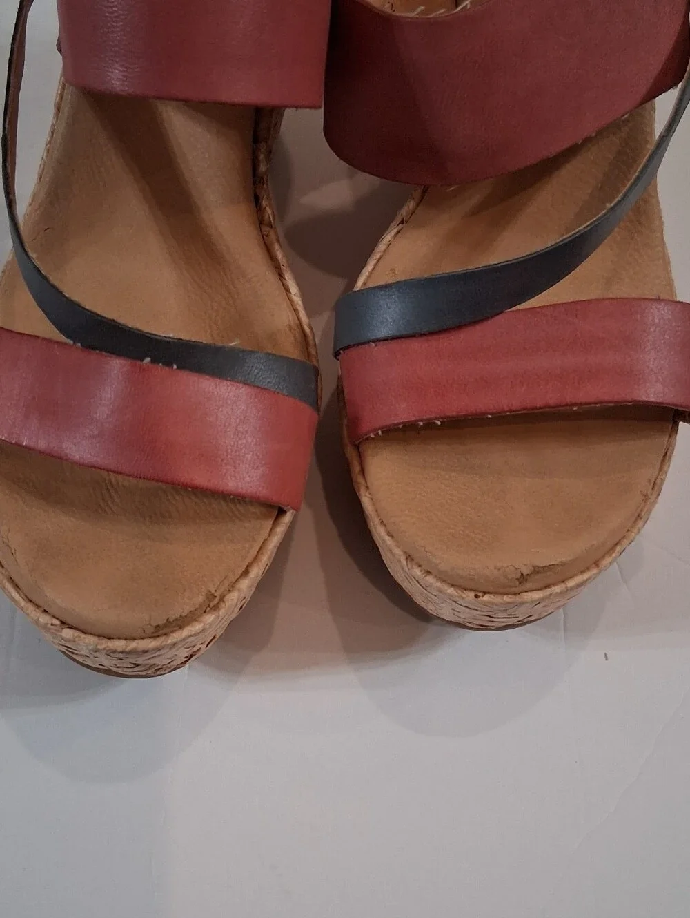 Korks By Kork-Ease Jessie Women’s Pink/Red and Blue Strappy Wedge Sandals Size 8